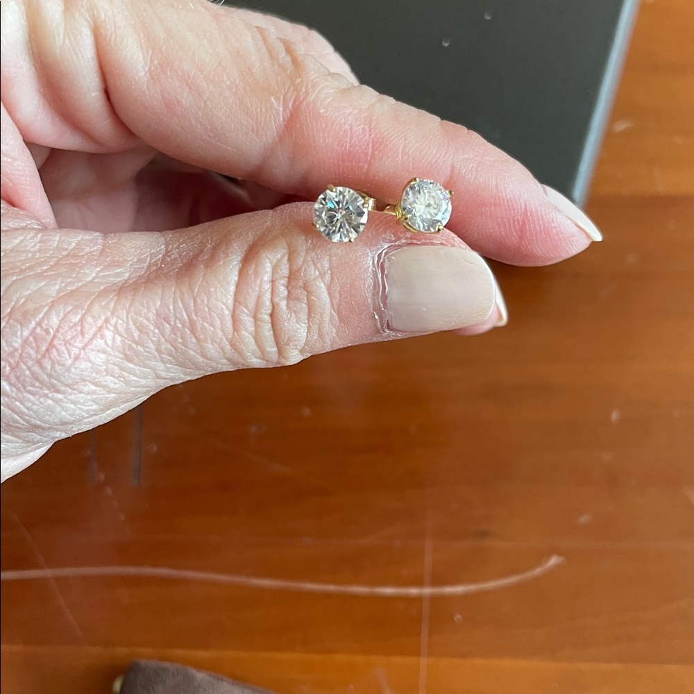 Ross-Simons Gold Tone CZ Stud Earrings - Set of Two - Picture 2 of 6